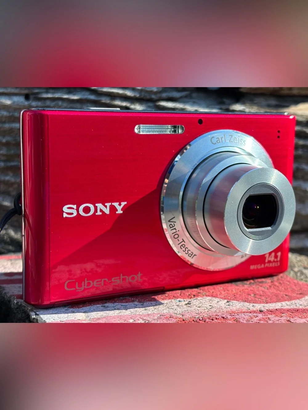 Pre-owned Sony Cyber-shot DSC-W330 14.1 MP Digital Camera, Red, with accessories